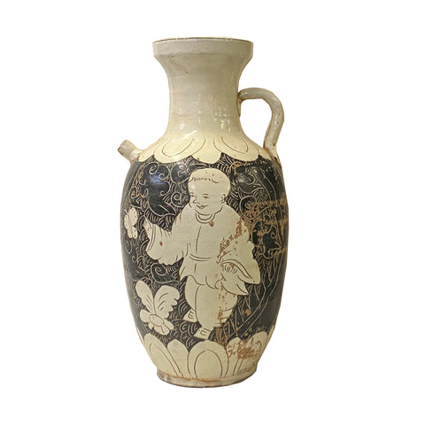 ceramic oriental vase jar - chinese pottery vase