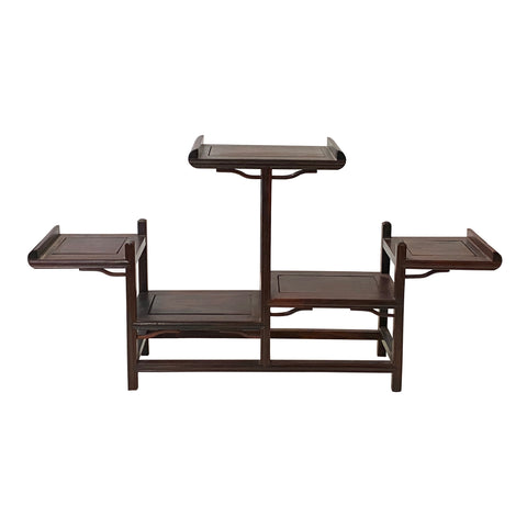dark brown step shape display stand - asian table top curio stand 