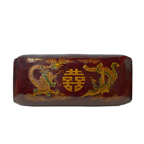 chinese phoenix dragon  - oriental red pillow shape display art