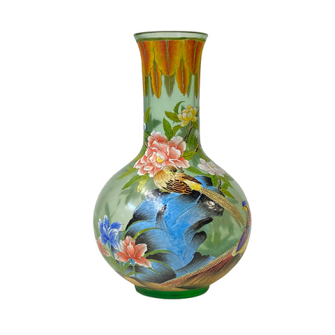 glass vase - Chinese Peking glass vase - light green glass vase