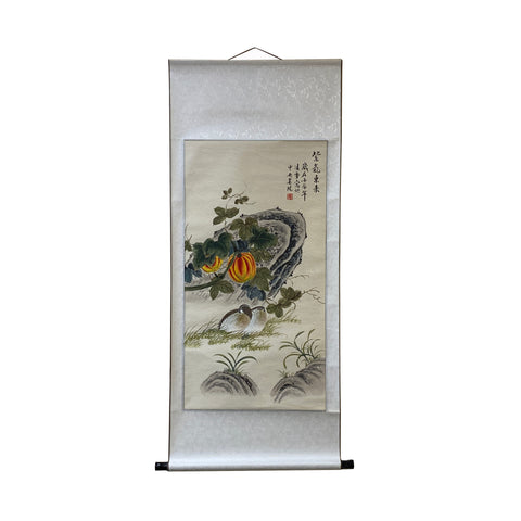 chinese scroll painting - asian fruits birds painting