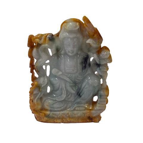 Stone carved Kwan yin - jade stone bodhisattva - Chinese jade Buddha
