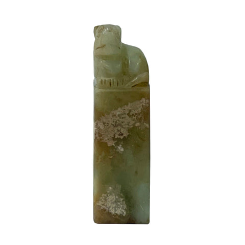 chinese jade stone carved seal stamp display - fengshui pixiu art