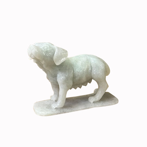 chinese jade stone carved puppy figure - asian jade small dog figure