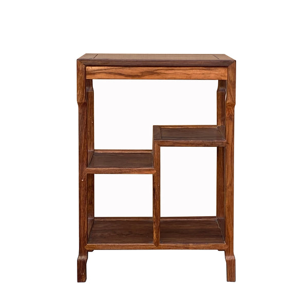Chinese Huali Light Brown Rectangular Curio Display Stand Side Table c ...