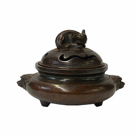 incense burner - fengshui metal incense holder - Chinese incense burner with lid