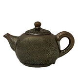 Chinese Jianye Clay Metallic Bronze Black Glaze Decor Teapot Display Art ws2670S