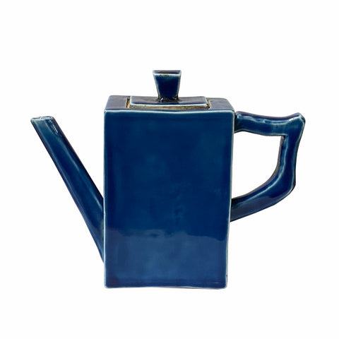 navy blue porcelain teapot display art