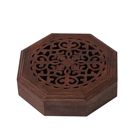 octagonal wood box - wood carving small box