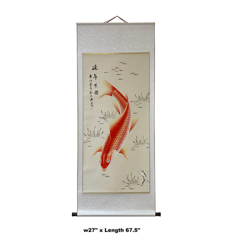 Chinese Fengshui Koi Fish Color Ink Scroll Painting Quality Wall Art ws1887S Chinese Fengshui Koi Fish Color Ink Scroll Painting Quality Wall Art ws1887S