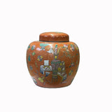 chinese orange base color porcelain jar - asian treasure items vases graphic vase