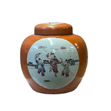 oriental orange porcelain jar - asian porcelain ginger jar 