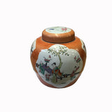 chinese orange white round porcelain jar