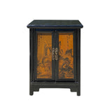 asian scenery end table - Chinese brush graphic nightstand