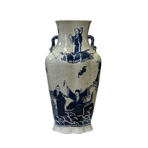 porcelain vase - asian chinese art vase - 8 immortal graphic vae