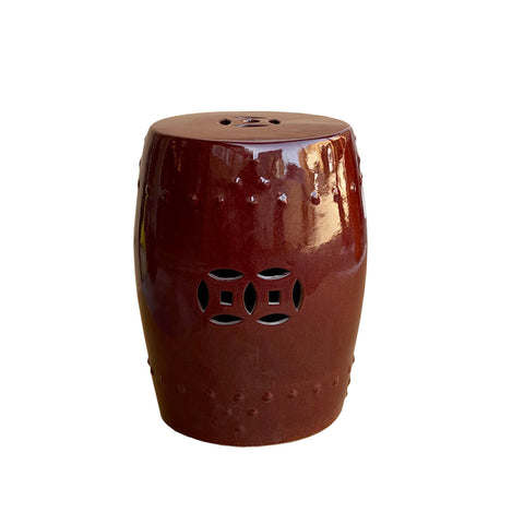 chinese oxblood porcelain stool - double coin round porcelain side table