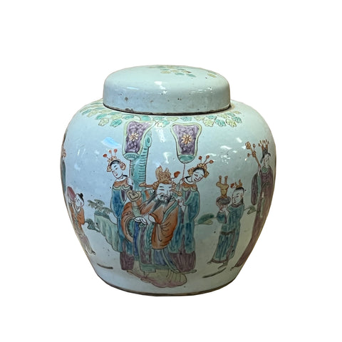 ceramic jar - asian people scenery pot 