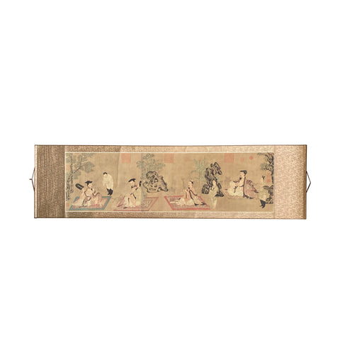 chinese scholars graphic scroll painting - oriental people scenery horizontal painting