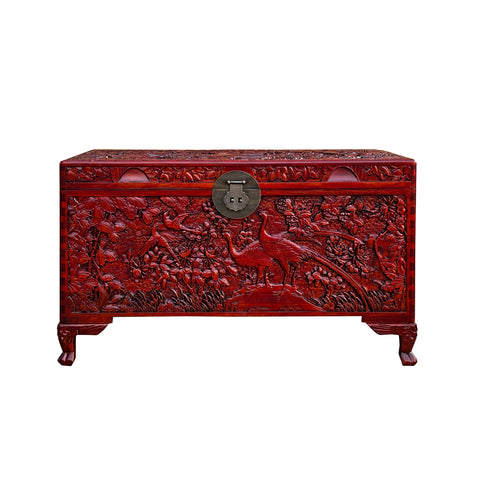 chinese camphor trunk - asian phoenix birds wood trunk - chinese trunk box chest