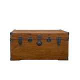 Chinese iron hardware wood trunk - vintage trunk coffee table  - asian wood trunk box