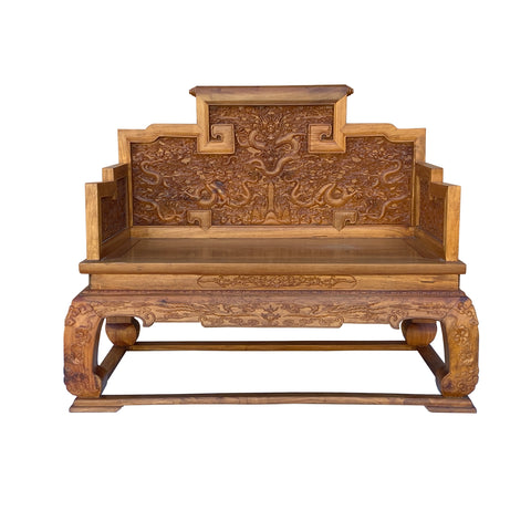 Chinese Huali Rosewood Dragon Carving Emperor Throne Style