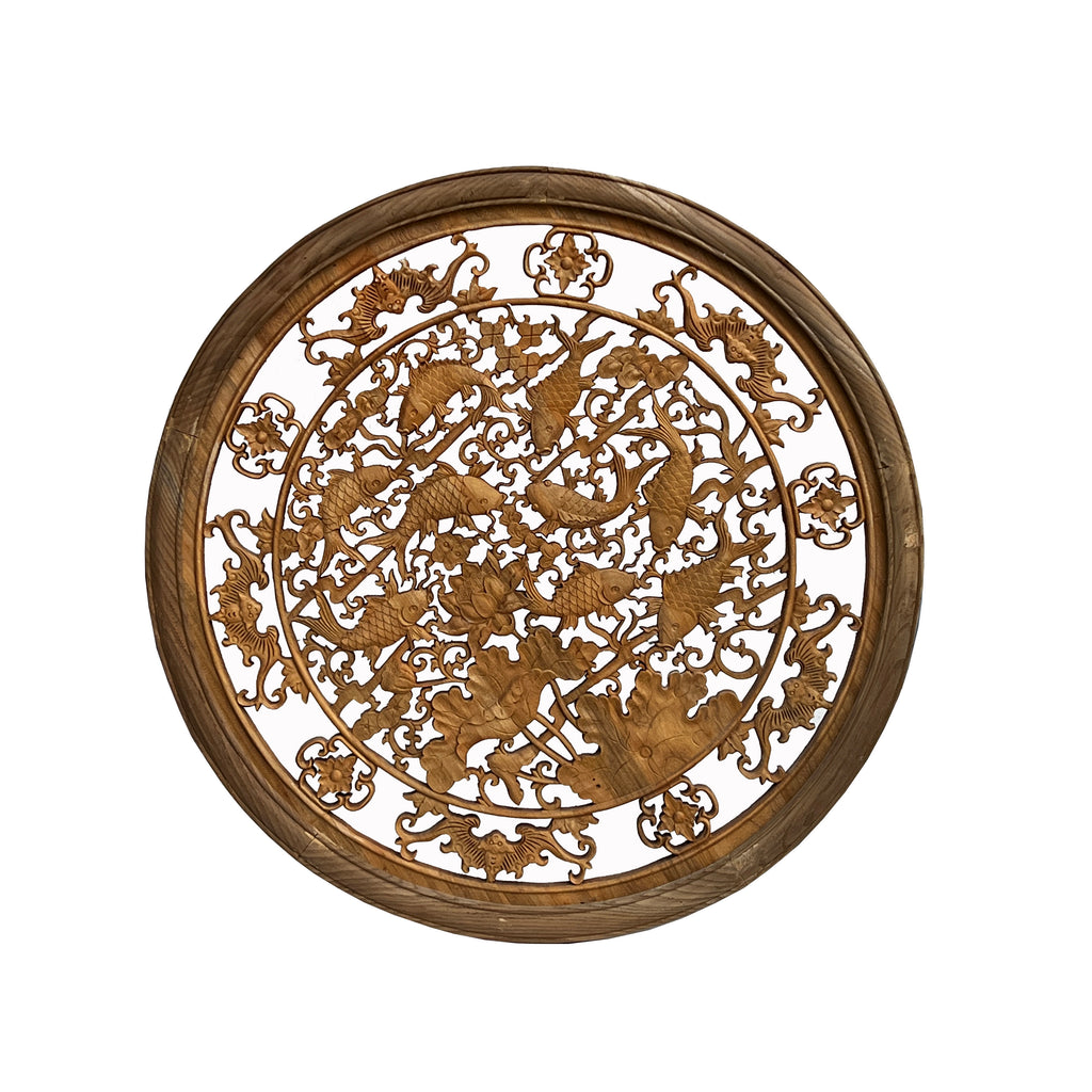 achineseroundTanRawWoodwallpan