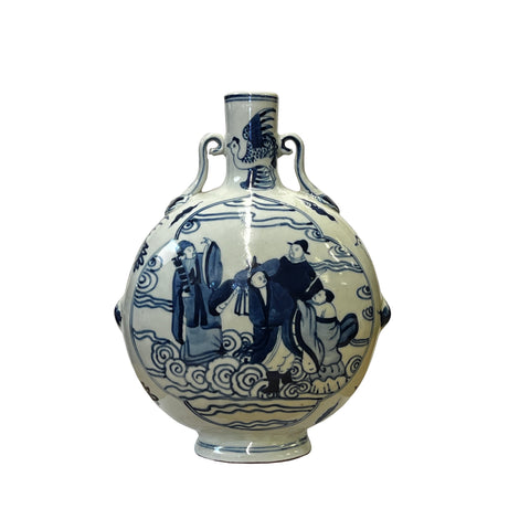 chinese blue white porcelain vase - asian chinese 8 immortal graphic vase
