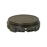 4.75" Oriental Geometric Brown Wood Round Table Top Stand Riser ws2872DS