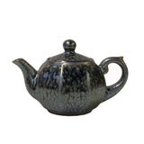 silver black clay teapot display art