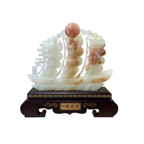chinese fengshui stone ship  - Fengshui stone vessel figure