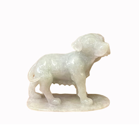 Stone carved puppy figure - asian white jade stone dog statue 