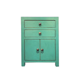 rustic pastel turquoise green #4eaa93 - Asian chinese green end table - oriental turquoise nightstand