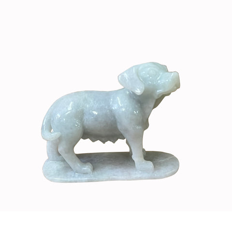 jade stone puppy dog figure - oriental stone carved dog art