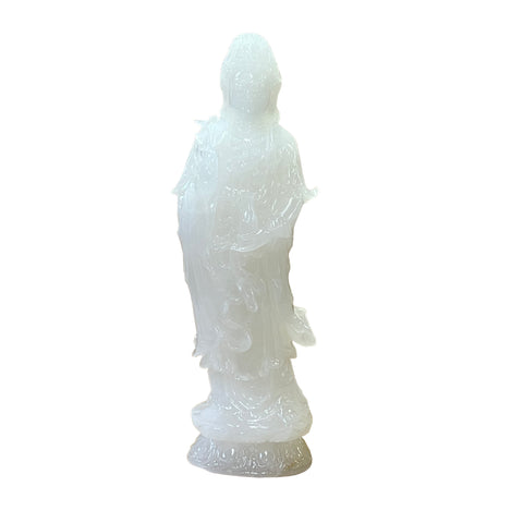 White Stone Kwan Yin statue - Stone Boddhisattva statue