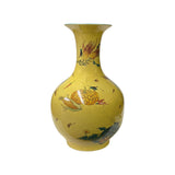 yellow porcelain vase - Chinese fruit graphic vase - oriental yellow theme vase