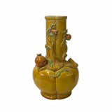yellow pottery vase - oriental peach theme vase - asian yellow pottery vase