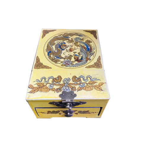 yellow jewelry box - dragon phoenix mirror box