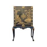 Black And Gold Chinoiserie Lacquered Cabine