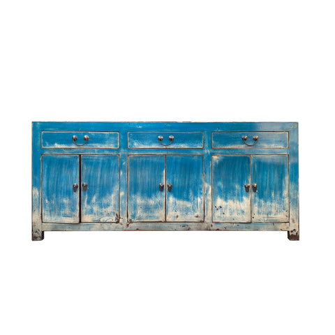 bright blue sideboard - oriental blue credenza - long tv console cabinet