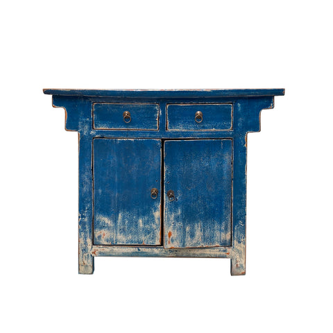 bright blue side table cabinet - distressed bright blue credenza cabinet