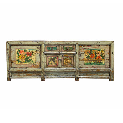 console table - TV stand  - celadon green gray cabinet
