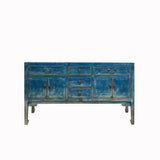  teal blue credenza - oriental side foyer tall table - asian flair blue buffet sideboard
