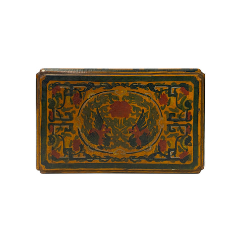 yellow phoenix wood box - oriental lacquer box