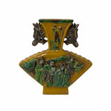 chinese yellow vaes - fan shape ceramic vase - oriental small vase