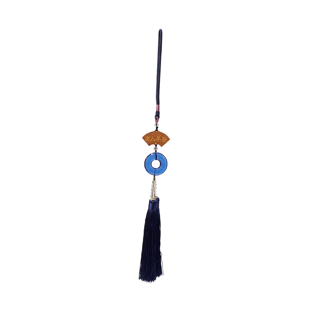 Crystal Glass Fengshui Fortune Blue Round Pendant Decor Tassel ws2192S Crystal Glass Fengshui Fortune Blue Round Pendant Decor Tassel ws2192S