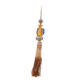 orange blue glass pixiu pendant tassel