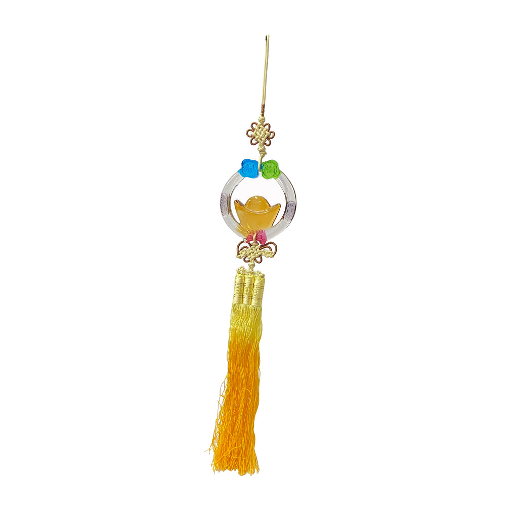 Crystal Glass Fengshui Fortune Mix Color Ingot Round Pendant Decor Tassel ws2209S Crystal Glass Fengshui Fortune Mix Color Ingot Round Pendant Decor Tassel ws2209S