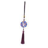 purple glass dragon pendant - asian fengshui dragon tassel - Chinese dragon round pendant