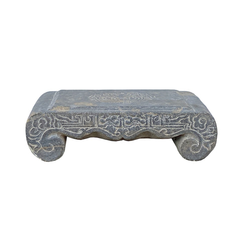 Stand - Gray stone carved pedestal base - stone base stand