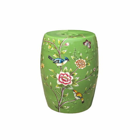 garden stool - apple green porcelain stool - round porcelain stool